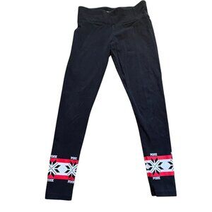 PINK Victoria's Secret Yoga Leggings-Christmas Snowflake Collection-S-GUC